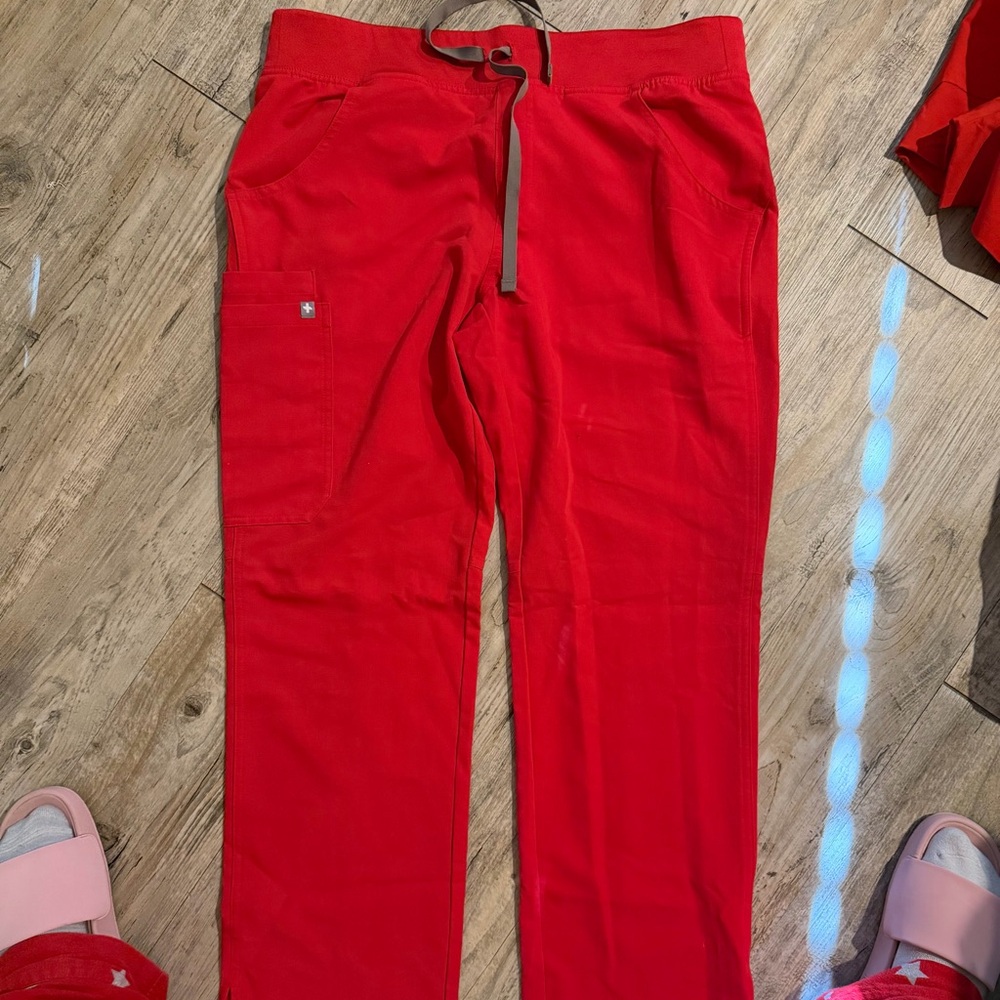 Figs womens Red Drawstring kade pants